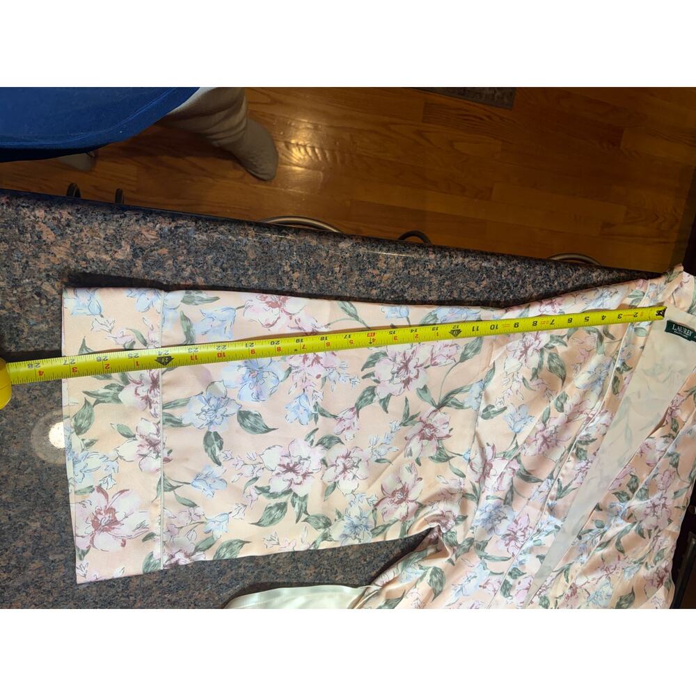 Lauren Ralph Lauren Pink Floral Satin Bell Sleeve Robe Size XL - Picture 8 of 12